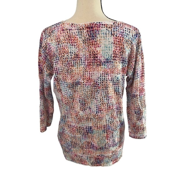 Leo & Ugo Women’s Sweater Multi Color Size 8-10 Jeweled 3/4 Sleeve Top - Picture 3 of 14